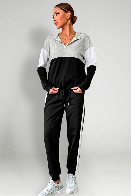 Striped Hoodie and Drawstring Joggers Set