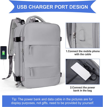 Large Backpack for Women , Men Carry on Backpack,Hiking Backpack Waterproof Outdoor Sports Casual Daypack, College Backpack School Bag Gray