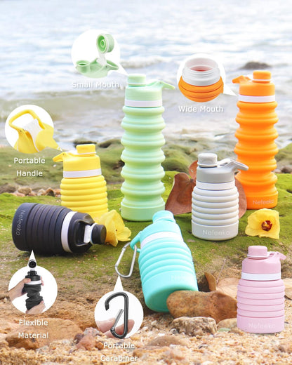 Collapsible Water Bottle, 26Oz Silicone Foldable Water Bottles