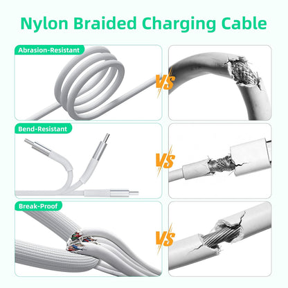 4-In-2 Multi Charging Cable with Smartwatch Charging, White, 4FT