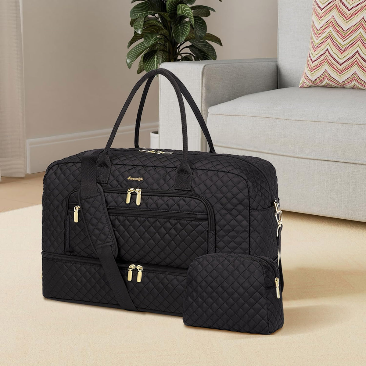 Large Travel Duffle Bags for Women: 35L Weekender Bag with Shoe Compartment