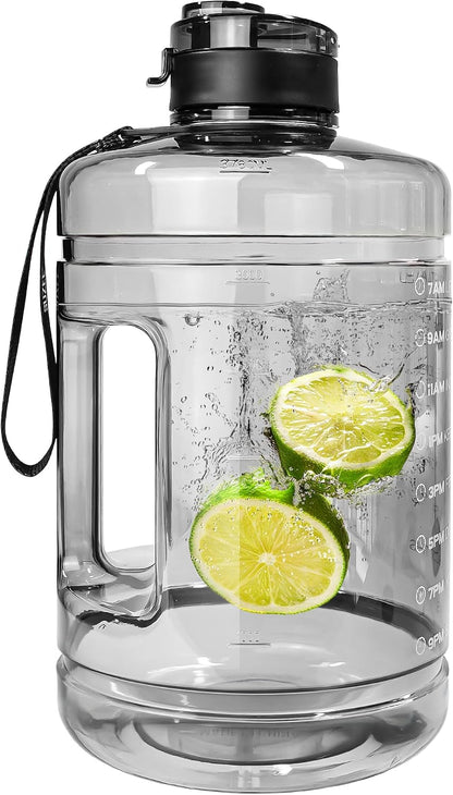 1 Gallon Water Bottle, Water Jug with Motivational Time Marker & Handle