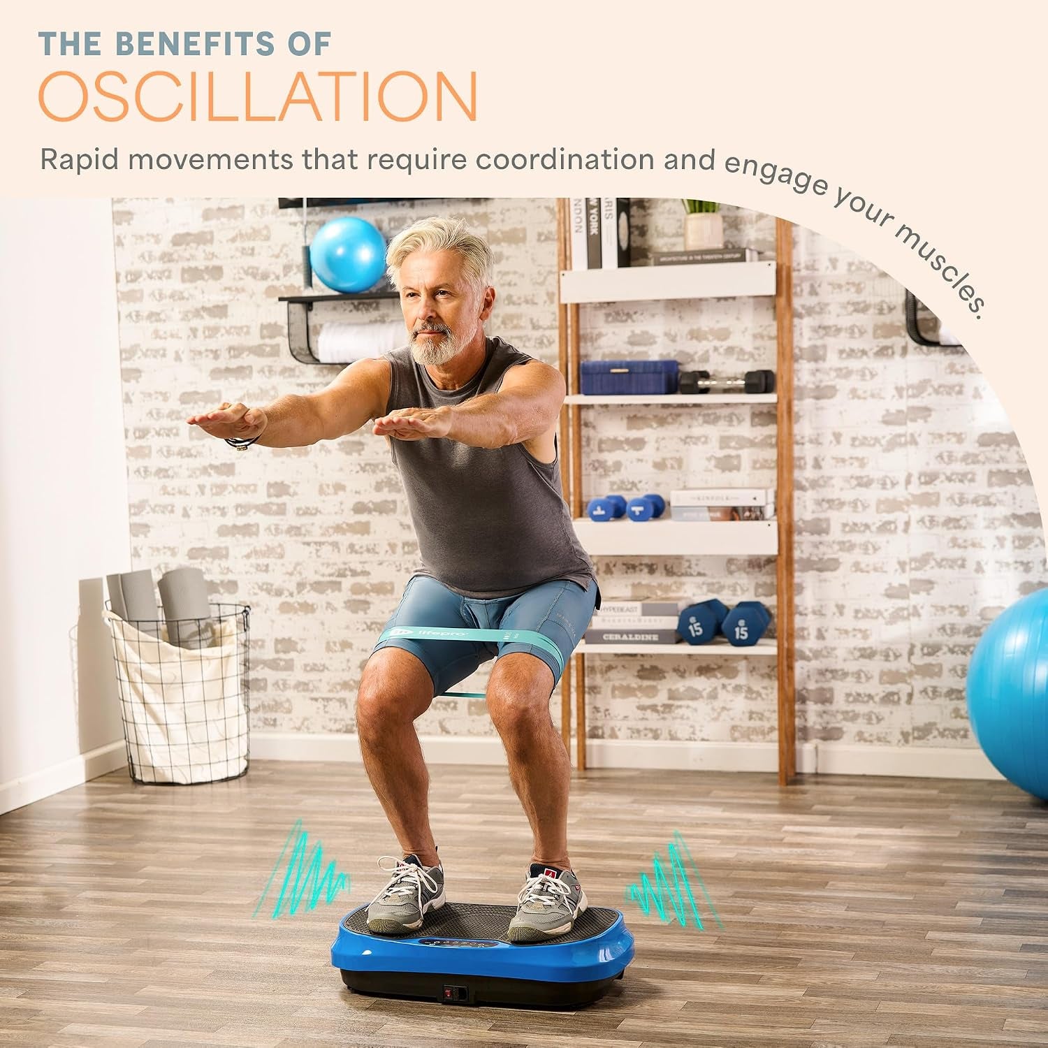 Lifepro Waver Mini Vibration Plate Exercise Machine with Resistance Bands
