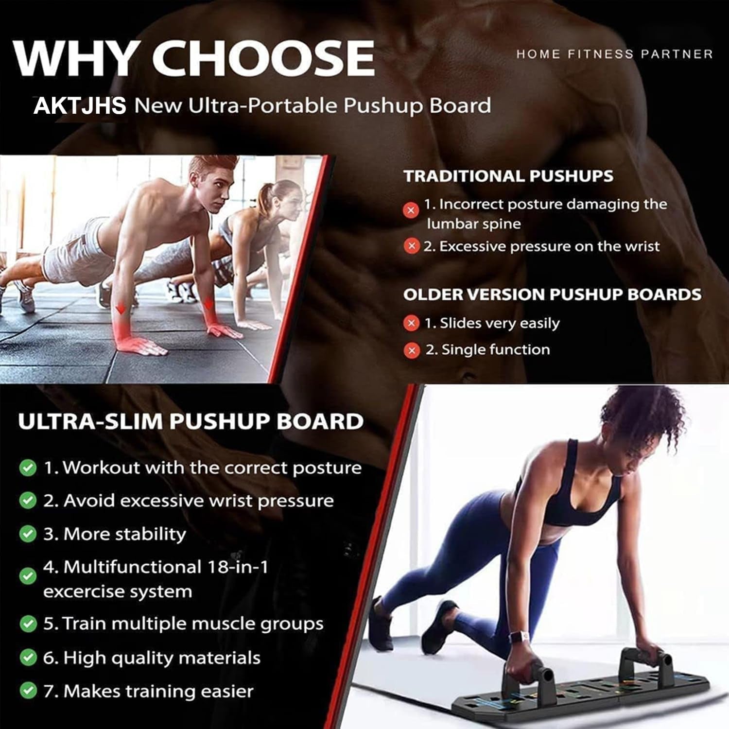 Solid Push up Board,Home Gym,16 in 1 Home Workout Equipment Multi-Functional Push up Stands System Fitness Floor Chest Muscle Exercise Professional Equipment Burn Fat Strength Training Arm Men & Women