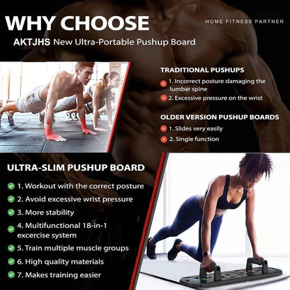 Solid Push up Board,Home Gym,16 in 1 Home Workout Equipment Multi-Functional Push up Stands System Fitness Floor Chest Muscle Exercise Professional Equipment Burn Fat Strength Training Arm Men & Women