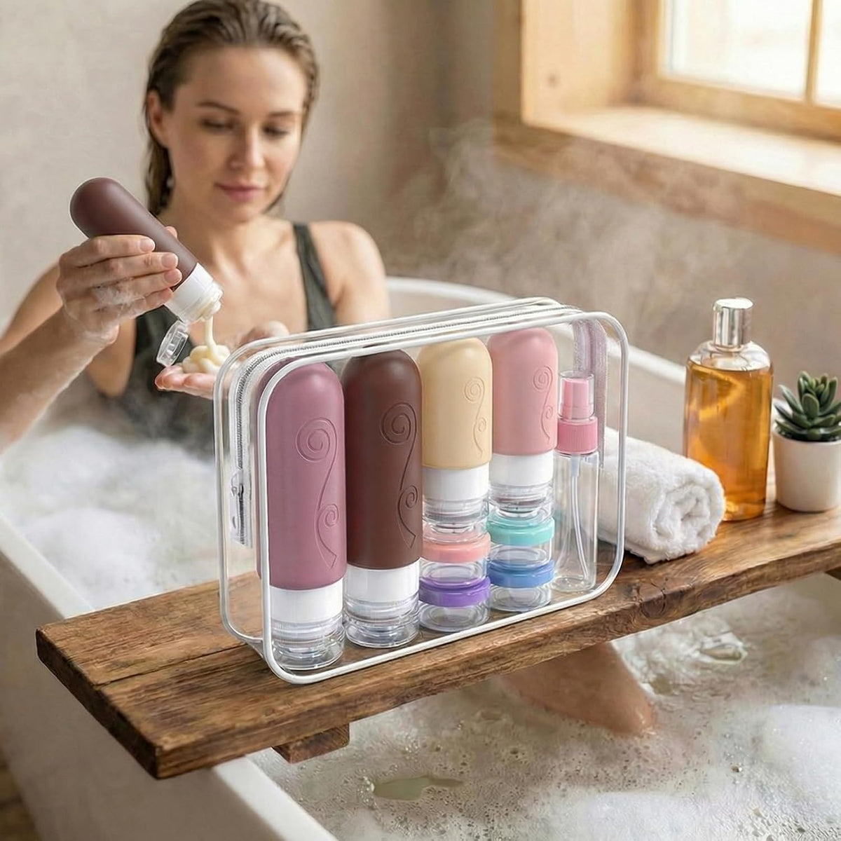 16 Pack Travel Bottles Set for Toiletries, TSA Approved Travel Containers Leak Proof Silicone Squeezable Travel Accessories 2Oz 3Oz for Shampoo Conditioner Lotion Body Wash (BPA Free) (Pink)