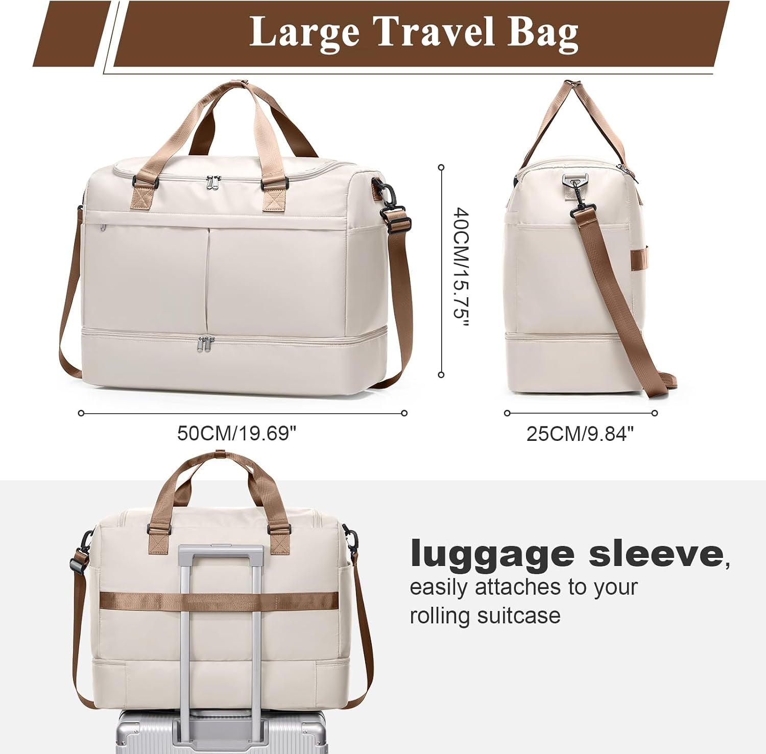Travel Duffel Bag with Shoe Compartment,Overnight Weekender Bags for Women