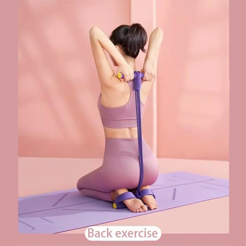 6-Tube Pedal Puller Resistance Band, Multifunction Tension Rope for Home Gym, Arm Leg Abdomen Waist Training Equipment for Stretching & Slimming, Yoga Pilates Exercise Band for Women & Men (Purple)