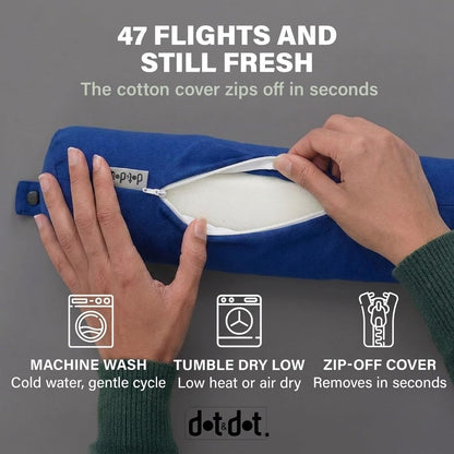 Twist Memory Foam Travel Pillow, Bendable Neck Pillow for Airplane, Car and Home, 26-Inch Adjustable Roll with Washable Cotton Cover, Sapphire