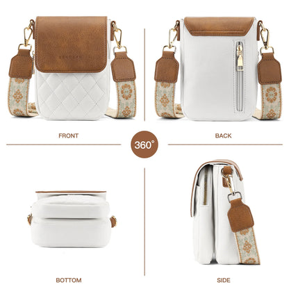Crossbody Bags for Women Trendy Leather Triple Compartment Cell Phone Shoulder Wallet Purses with Card Slots