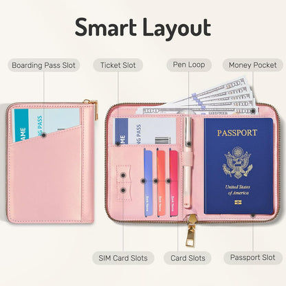 Safe Zipper Passport Holder Cover, Passport Wallet for Travel