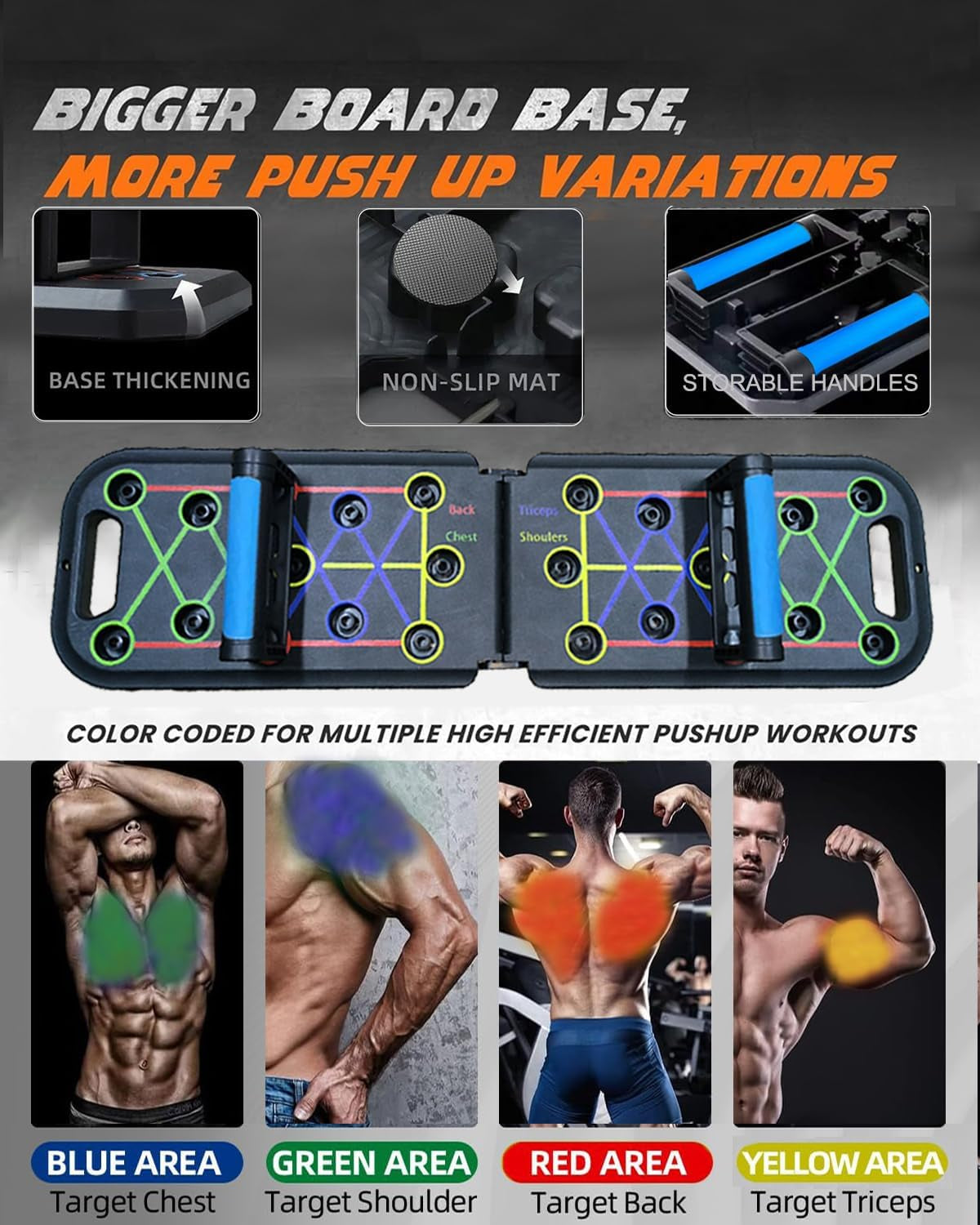 Solid Push up Board,Home Gym,16 in 1 Home Workout Equipment Multi-Functional Push up Stands System Fitness Floor Chest Muscle Exercise Professional Equipment Burn Fat Strength Training Arm Men & Women