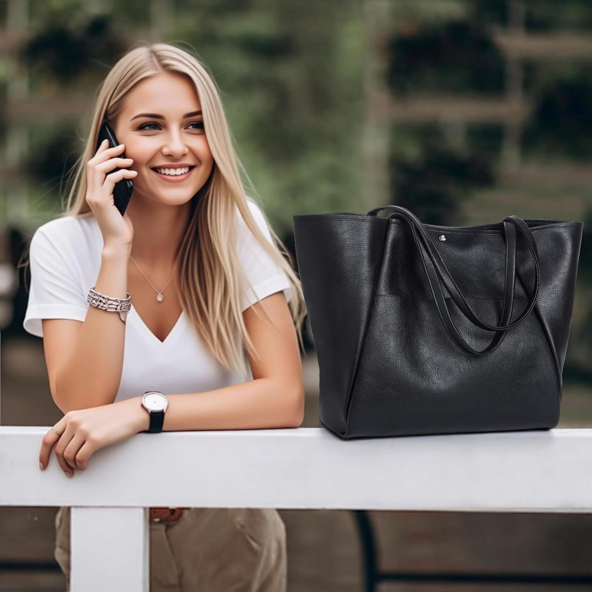 Large Tote Bag for Women Vegan Leather Weekender Handbags Purses