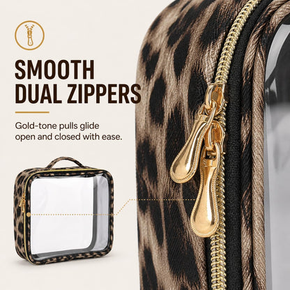 Clear Makeup Bags with Zipper, TSA Approved Travel Toiletry Bag,Clear Cosmetic Bag, Waterproof Make up Bag for Women