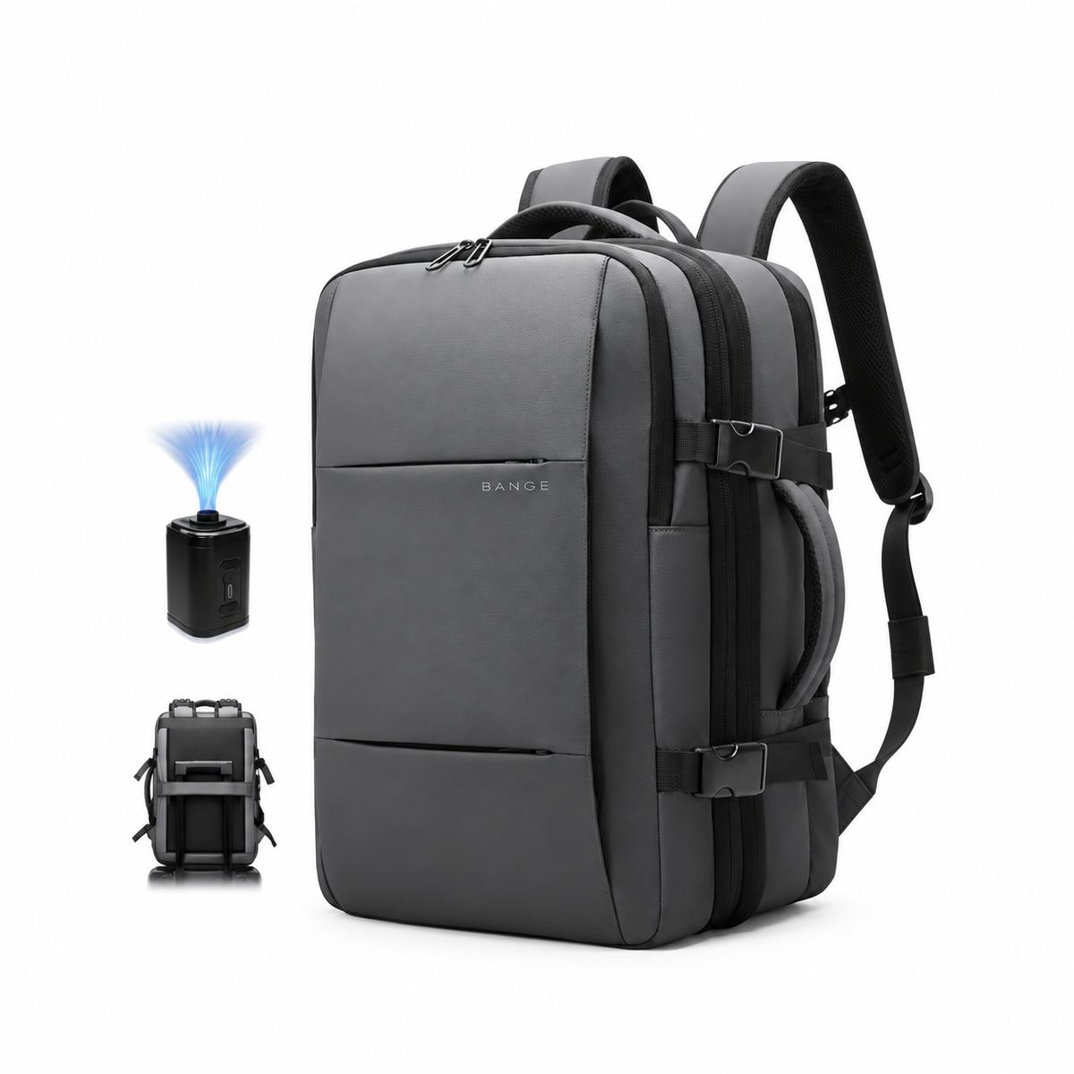 BANGE Premium Vacuum Compression Travel Backpack with Air Pump