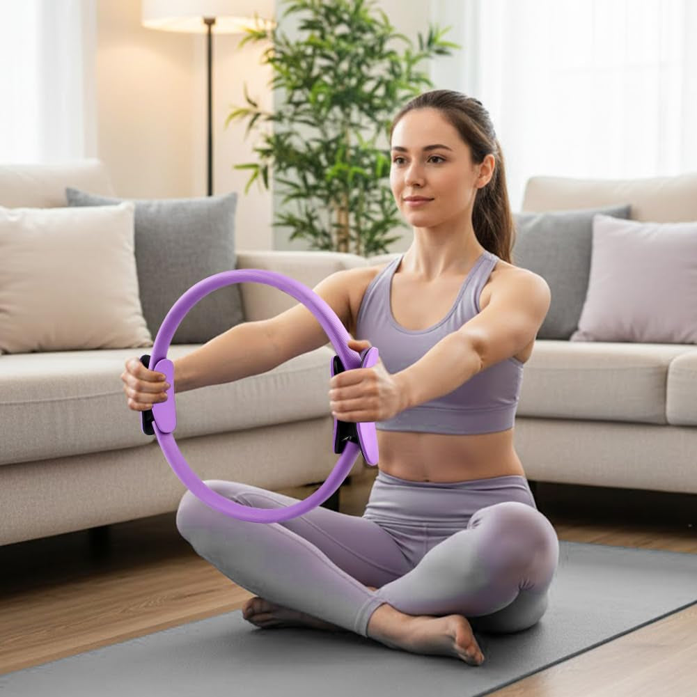 At Home Pilates Kit for Women, Home Workout Pilates Equipment Set with Pilates Ring, Ball, Resistance Band, Resistance Bands, Yoga Strap, Bag, Pilates Essentials Kit for Starter, Beginners