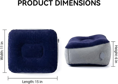 Inflatable Foot Rest Pillow, Airplane Footrest Inflatable, Portable Travel Foot Elevator for Airplane, Airplane Inflatable Foot Rest, Lightweight Foot Stool for Economy Class, Grey, Upgrade Version