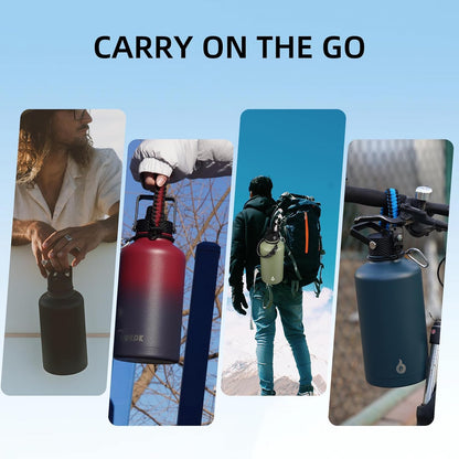 64Oz Insulated Water Bottle with Straw Lid Large Stainless Steel Jug
