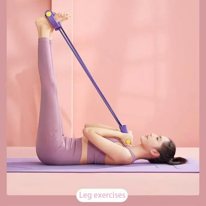 6-Tube Pedal Puller Resistance Band, Multifunction Tension Rope for Home Gym, Arm Leg Abdomen Waist Training Equipment for Stretching & Slimming, Yoga Pilates Exercise Band for Women & Men (Purple)