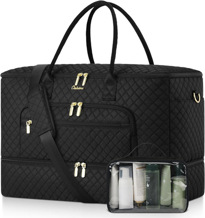 Travel Duffle Bag, Wide Open Large Weekender Bag for Women with Shoe Compartment, Carry on Overnight Bags with Toiletry Bag, Hospital Bag for Women Labor Delivery