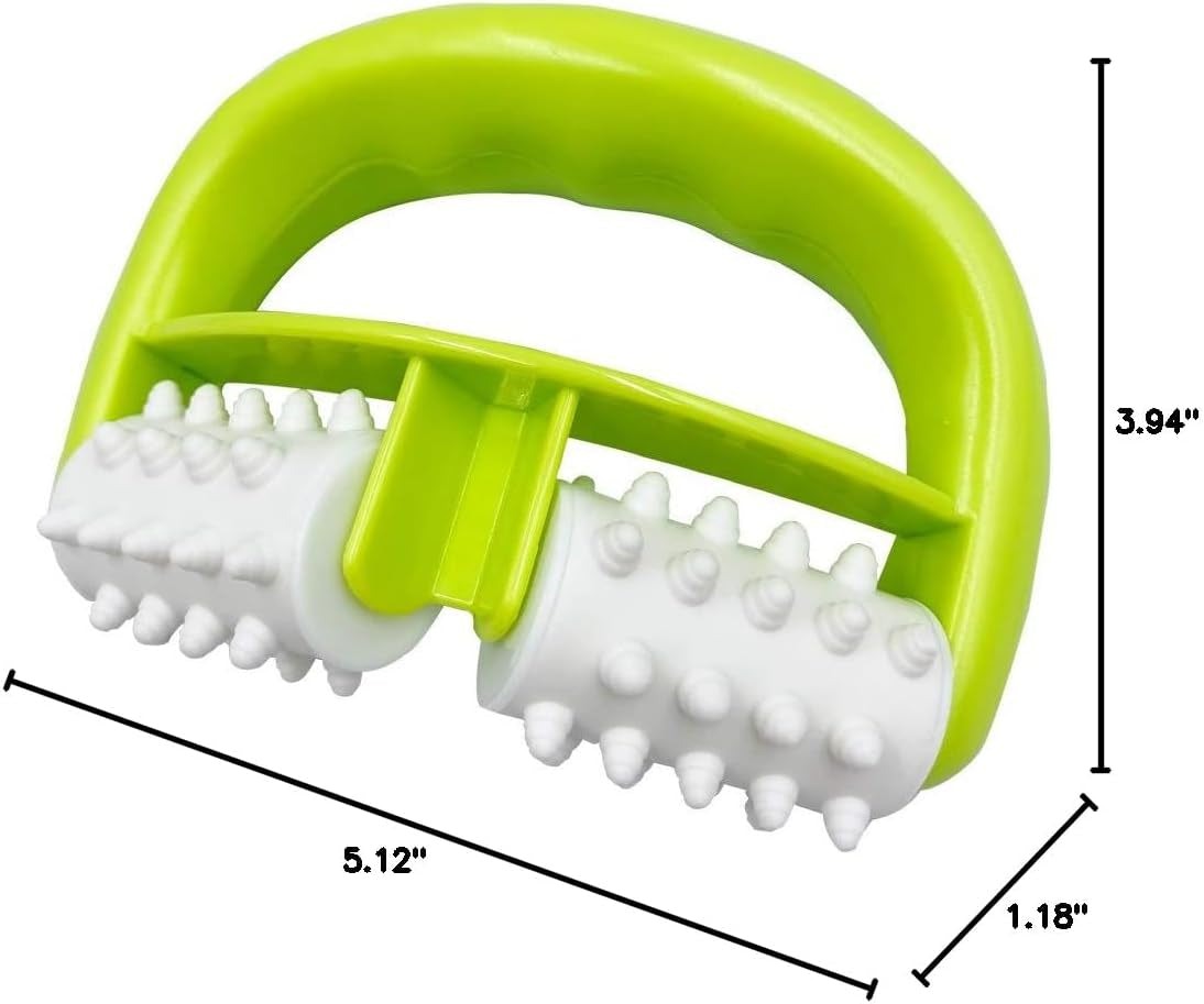 Cellulite Massage, Fascia Blaster Tool with Two-Wheel Massage Handle,Relax Muscles to Relieve Stress,Increases Blood Circulation,Apply to Arm/Shoulder/Leg/Back/Buttocks/Abdomen(Green)