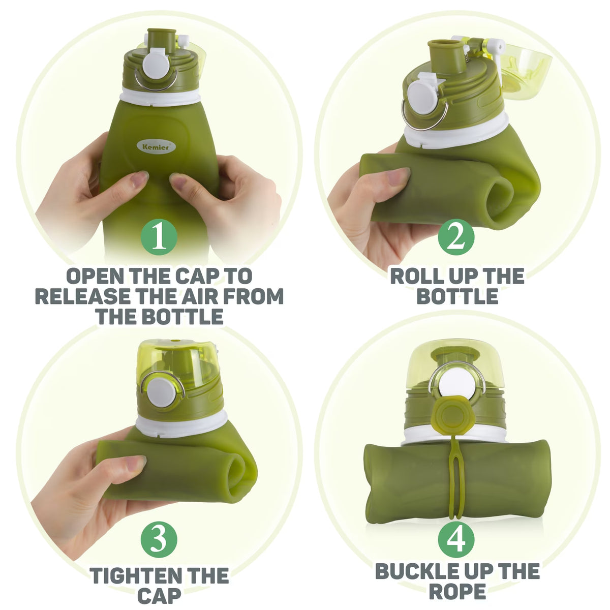 Collapsible Silicone Water Bottles-750Ml,Medical Grade,Bpa Free Travel Water Bottle Can Roll Up,26Oz,Leak Proof Foldable Sports & Outdoor Water Bottles