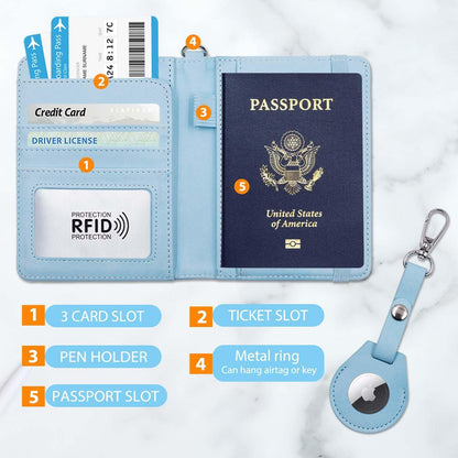 Passport Holder for Travel,Passport Cover Case with RFID (Light Blue)