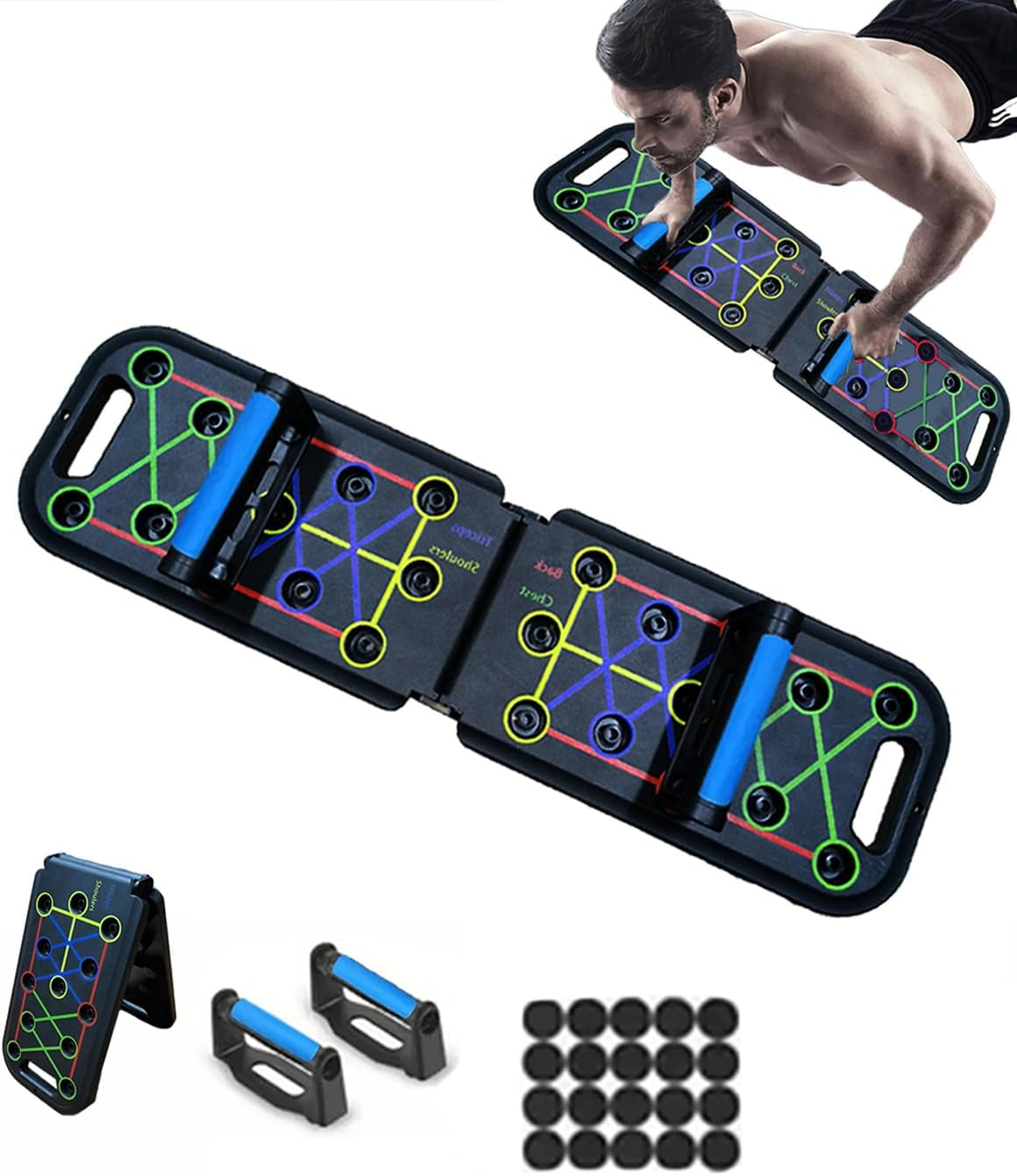 Solid Push up Board,Home Gym,16 in 1 Home Workout Equipment Multi-Functional Push up Stands System Fitness Floor Chest Muscle Exercise Professional Equipment Burn Fat Strength Training Arm Men & Women