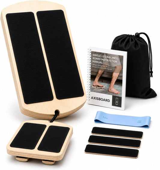Ankle Balance Board System | Foot & Ankle Strengthener with 120-Page PT Guide, Resistance Band & Bag | Plantar Fasciitis Relief & Achilles Recovery Tool