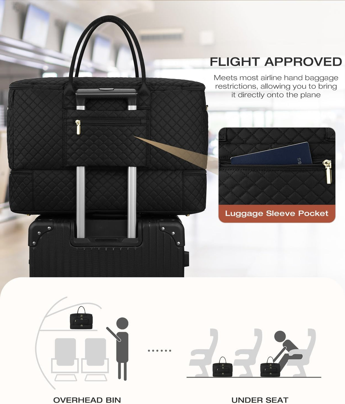 Travel Duffle Bag, Wide Open Large Weekender Bag for Women with Shoe Compartment, Carry on Overnight Bags with Toiletry Bag, Hospital Bag for Women Labor Delivery