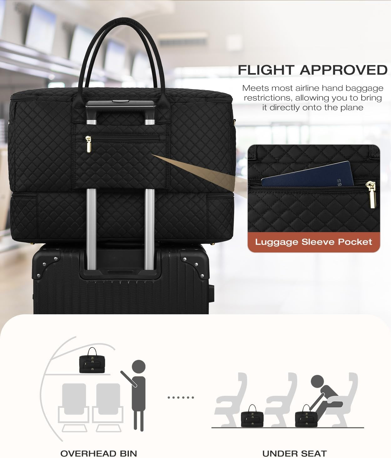 Travel Duffle Bag, Wide Open Large Weekender Bag for Women with Shoe Compartment, Carry on Overnight Bags with Toiletry Bag, Hospital Bag for Women Labor Delivery