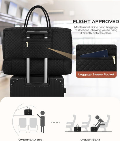 Travel Duffle Bag, Wide Open Large Weekender Bag for Women with Shoe Compartment, Carry on Overnight Bags with Toiletry Bag, Hospital Bag for Women Labor Delivery