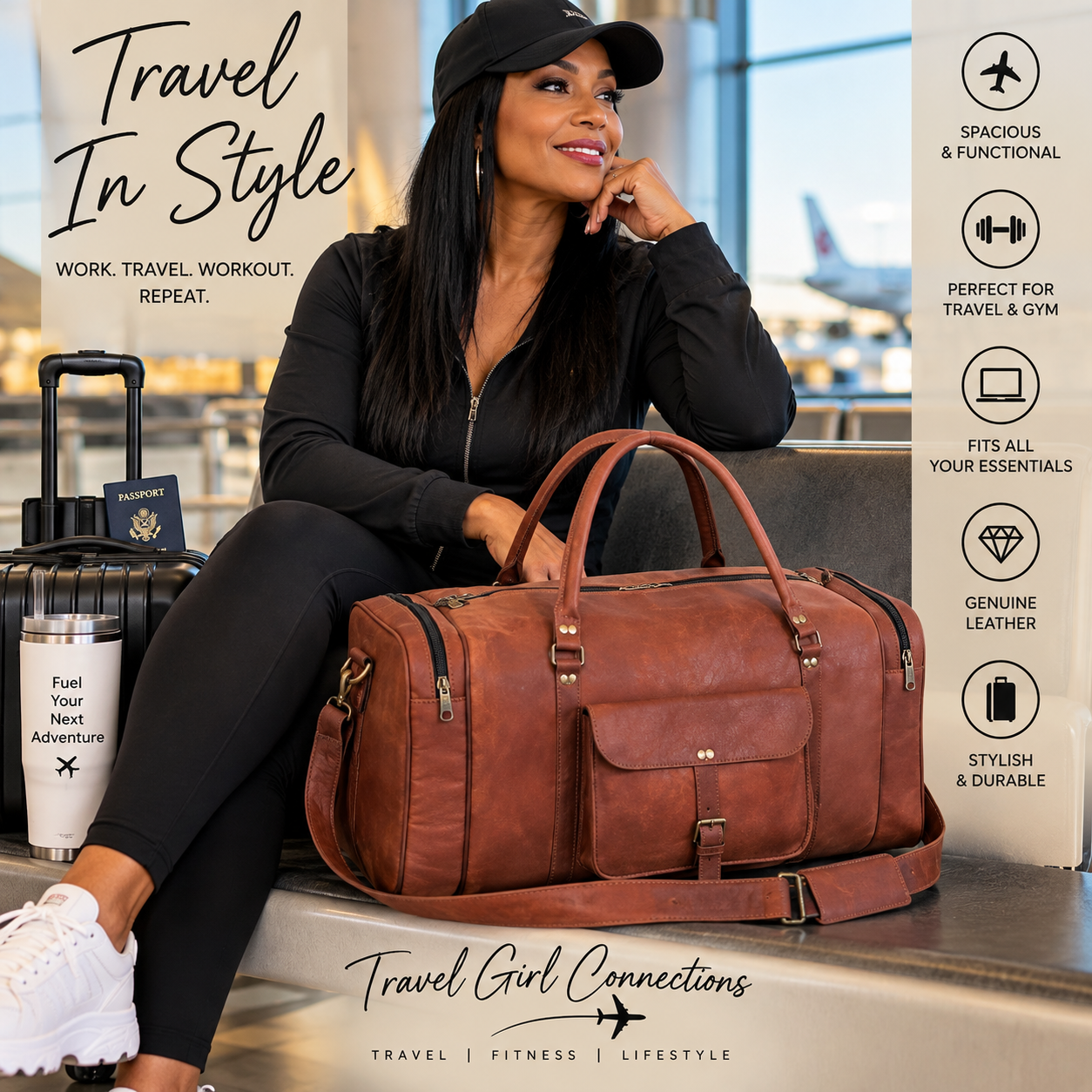 Genuine Leather 24" Weekender Travel Duffel Bag