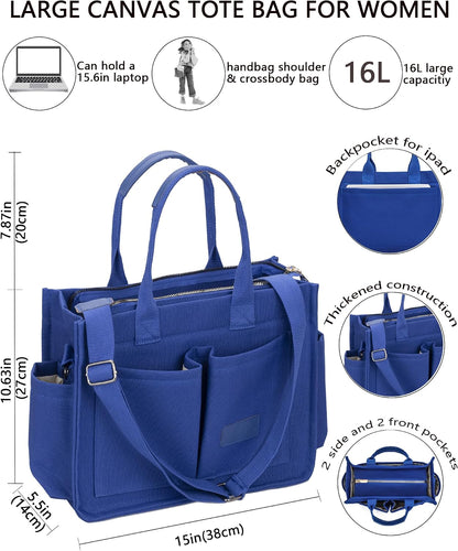 Canvas Tote Bag for Women,Women'S Bags Crossbody Bags Work Laptop Tote Bag Large Handbags Purse for Travel Nurse Teacher