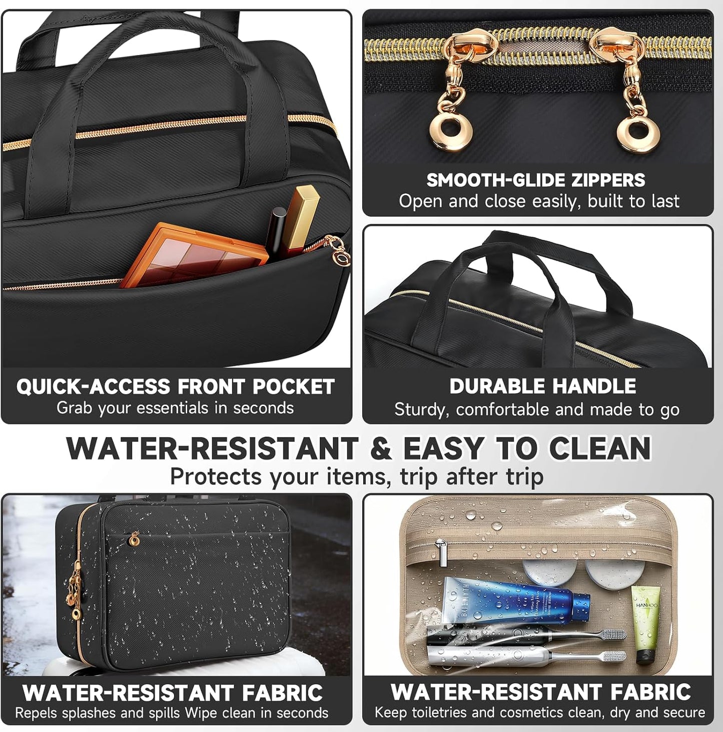 Travel Toiletry Bag for Women, Hanging Makeup Organizer Clear Pockets