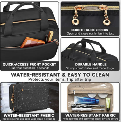 Travel Toiletry Bag for Women, Hanging Makeup Organizer Clear Pockets