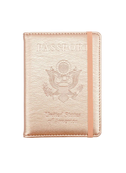 Passport Holder for Travel,Leather Passport Holder RFID Blocking Passport Cover Wallet Passport Case with Pen Holder Passport Holders for Travel Women Men Family Travels Must Haves Essential,Rose Gold