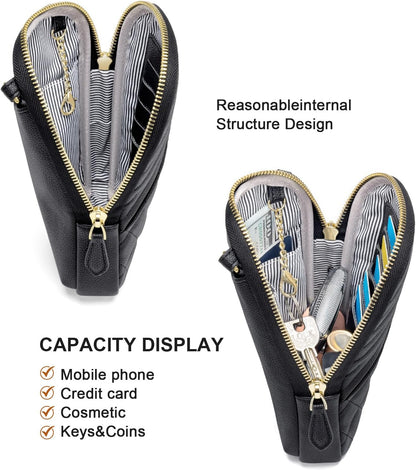 Small Crossbody Bags for Women Vegan Leather Cell Phone Wallet Purses for Women with Double Zipper,Rfid Wallet