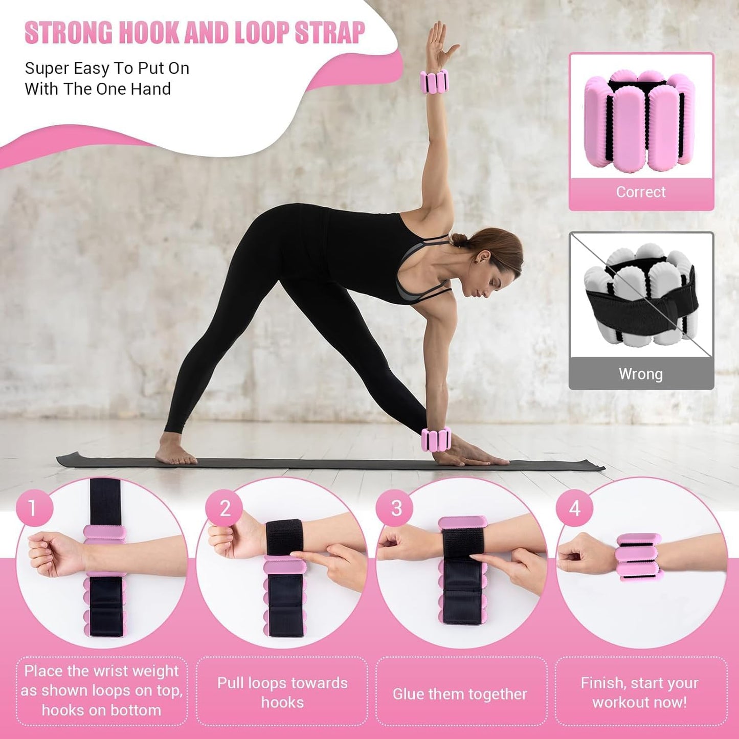 Pilates Wrist & Ankle Weights for Women, Wearable Strong Arm & Leg Weights Set of 2, Adjustable Ankle Weights for Walking, Yoga, Dance, Barre,Gym
