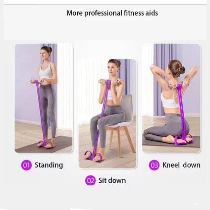 6-Tube Pedal Puller Resistance Band, Multifunction Tension Rope for Home Gym, Arm Leg Abdomen Waist Training Equipment for Stretching & Slimming, Yoga Pilates Exercise Band for Women & Men (Purple)