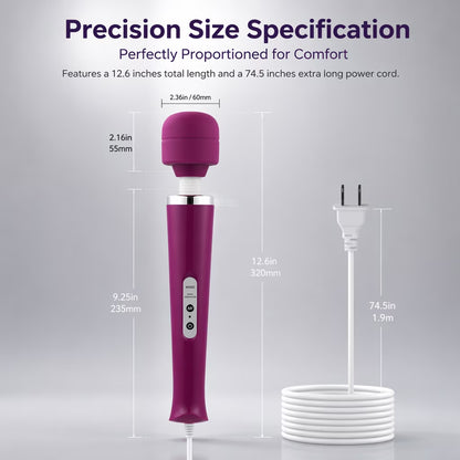 Personal Wand Electric Massager with 10 Powerful Vibrations, Handheld Neck Shoulder Back Body Massager Wand Massage for Deep Muscles Pain Relief (Purple)