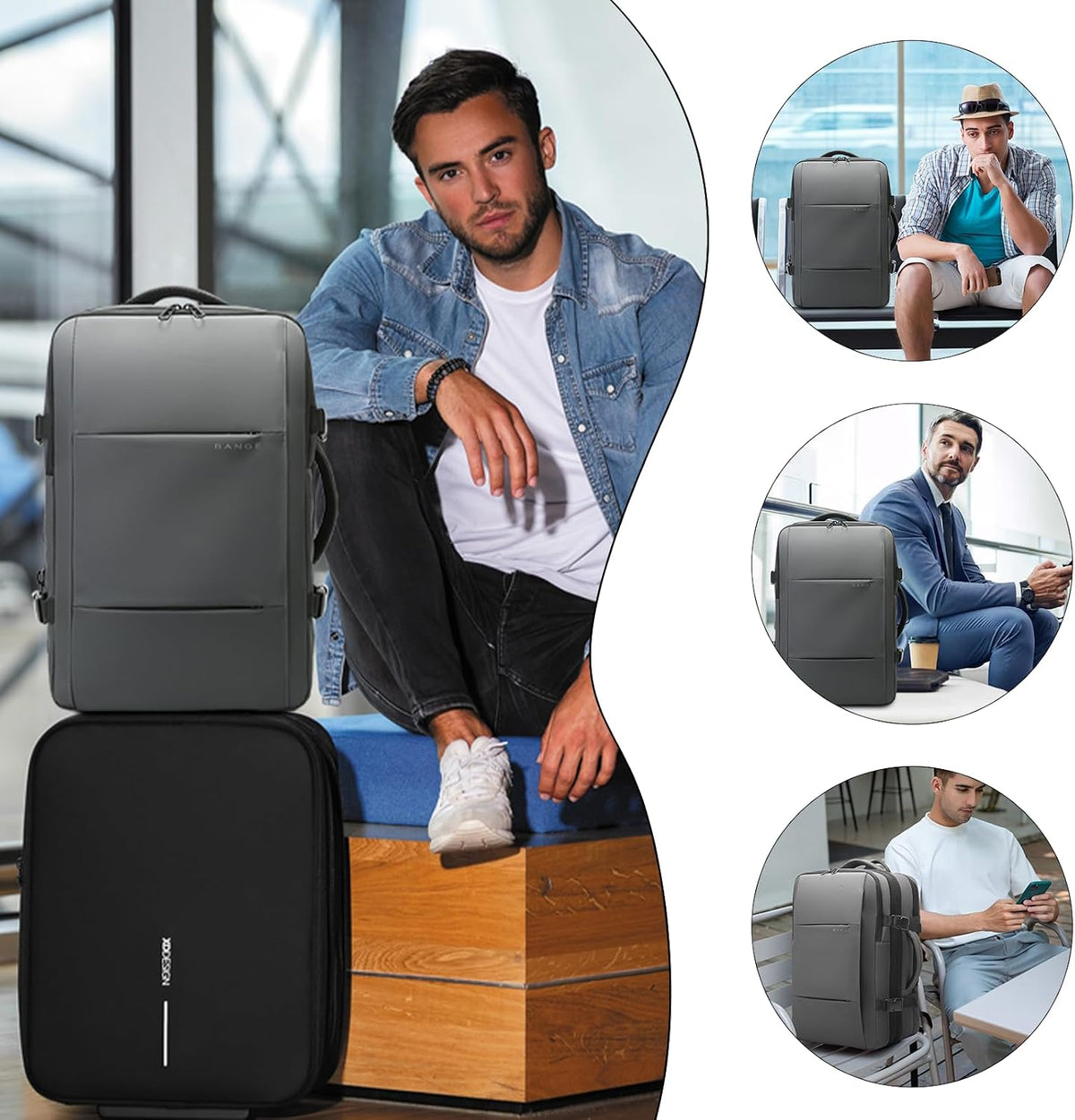Backpack with Anti-Theft Vacuum Compression Travel Backpack,Expandable Backpacks with Pump for Airplanes