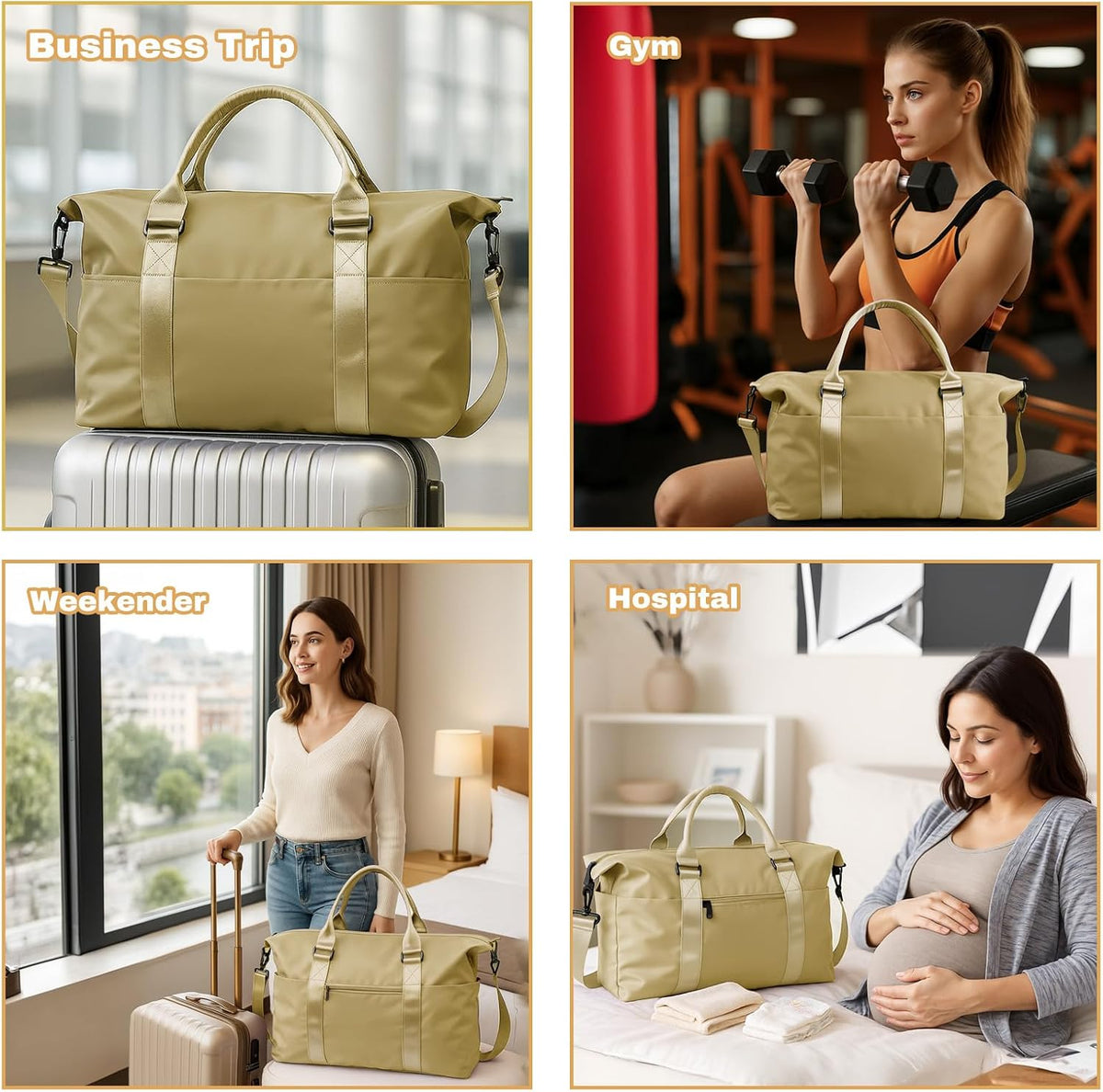 Weekender Duffel Bags for Women， Travel Totes Bag for Airplane Essentials, Overnight Bags for Women with Trolley Sleeve, Large Carry on Hospital Bag for Labor and Delivery, Sport, Gym