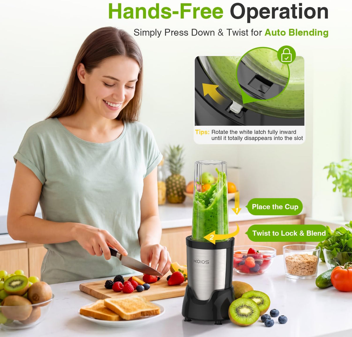 Personal Blender for Smoothies with 3 X 22Oz To-Go Cups, BL319B Black