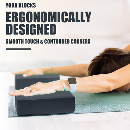 2 Pcs Yoga Blocks, 9X6X3 Inch Foam Blocks for Pilates