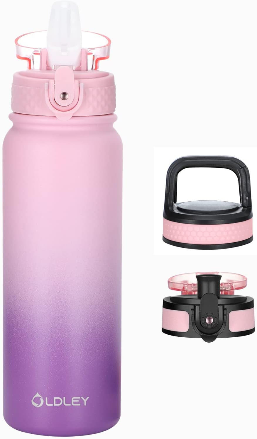 Water Bottles 20 Oz Insulated Water Bottle with Straw 3 Lids,Vacuum Stainless Steel Water Bottles, Leak & Sweat Proof Sport Water Bottle Gym for Kids Adults