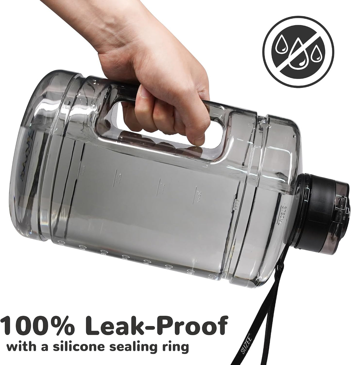 1 Gallon Water Bottle, Water Jug with Motivational Time Marker & Handle