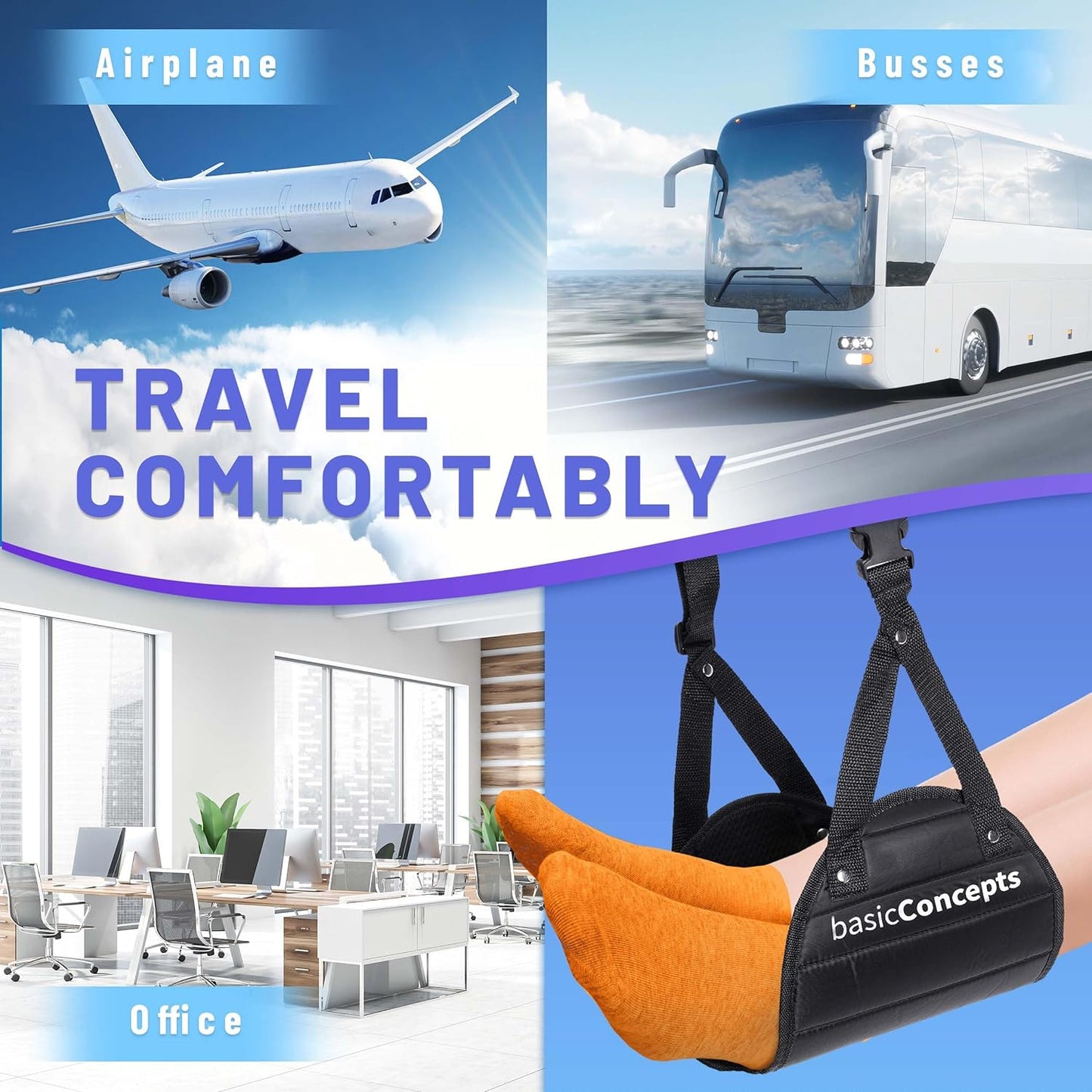 Airplane Foot Rest (Travel Comfortably), Perfect Foot Hammock Airplane or Plane