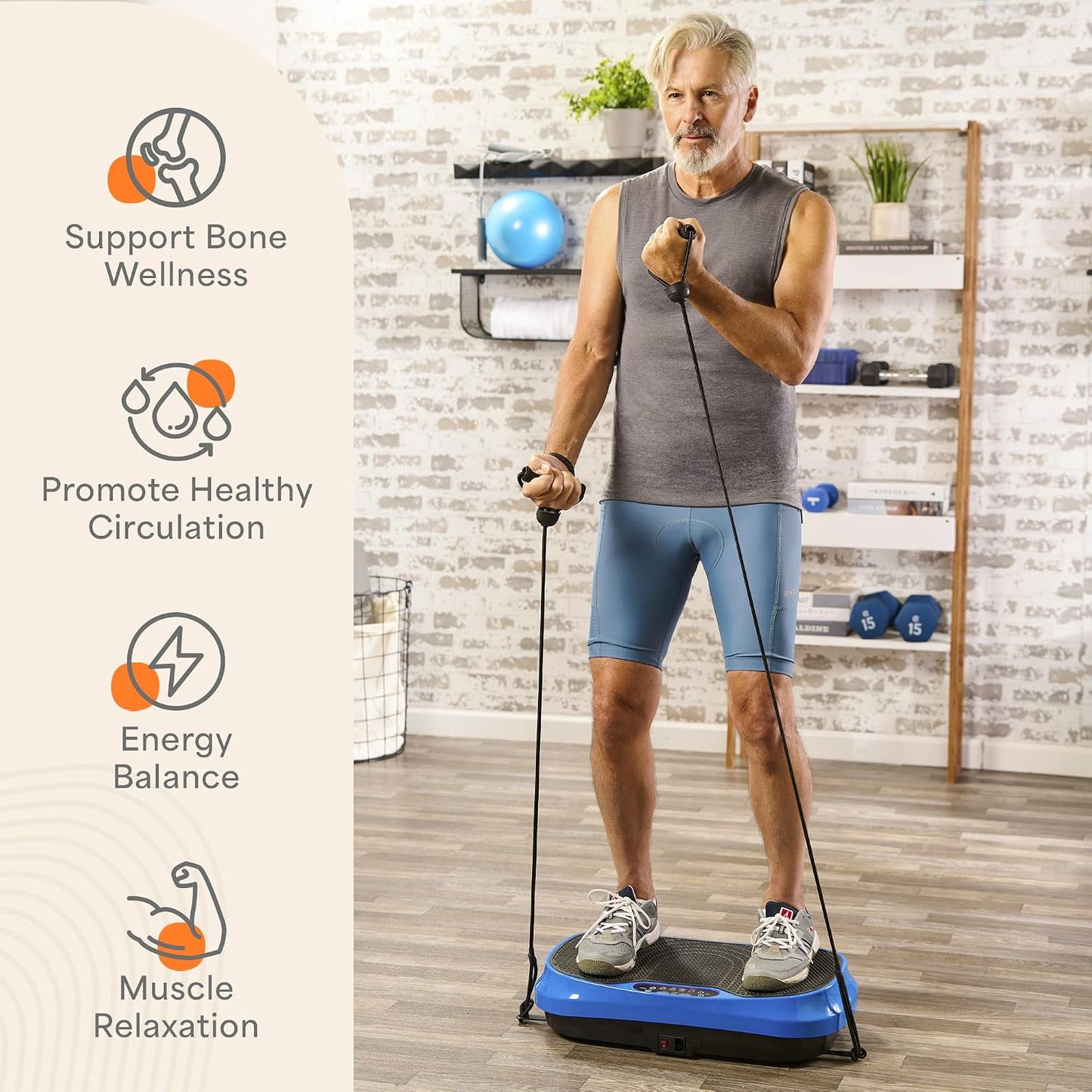 Lifepro Waver Mini Vibration Plate Exercise Machine with Resistance Bands