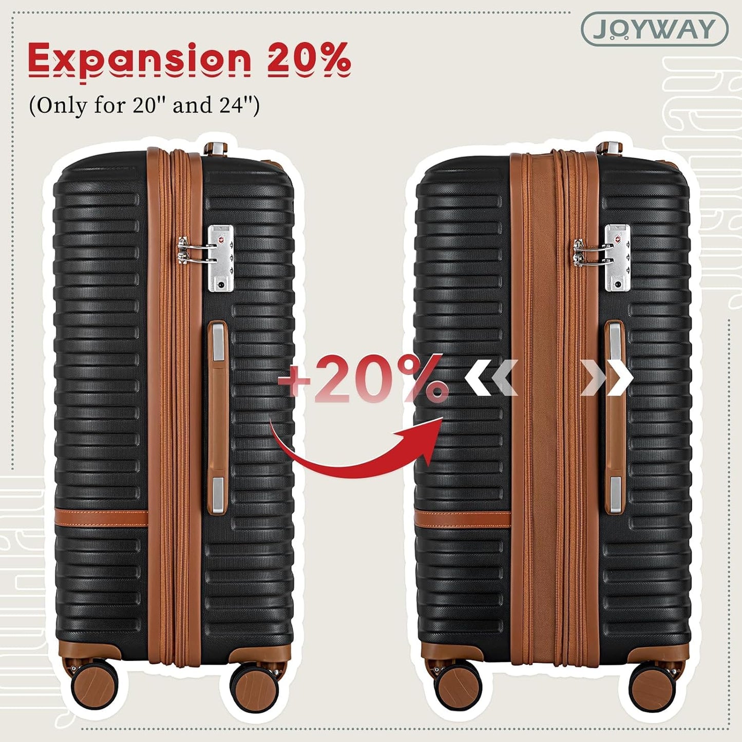 Expandable Carry on Luggage Sets Airline Approved, Lightweight Hard Shell 20 Inch Carry-On Suitcase with Spinner Wheels
